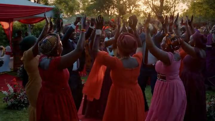 Wedding guests celebrating
